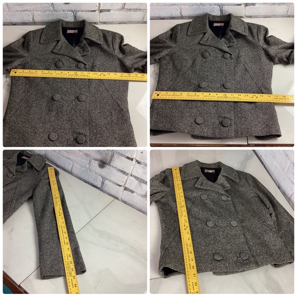 H&M Double Breasted Black And White Tweed Wool Blend Women's Covered Buttons - Picture 10 of 10